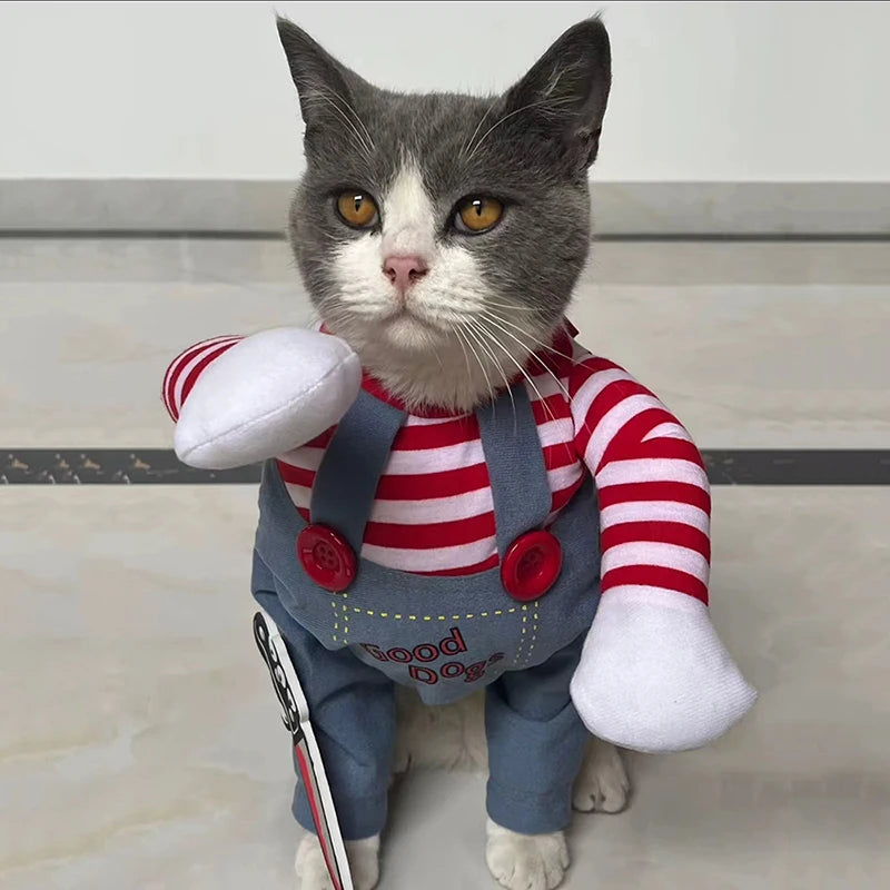 Funny Cat Halloween Cosplay Outfit – Warm Costume for Cats & Small Dogs