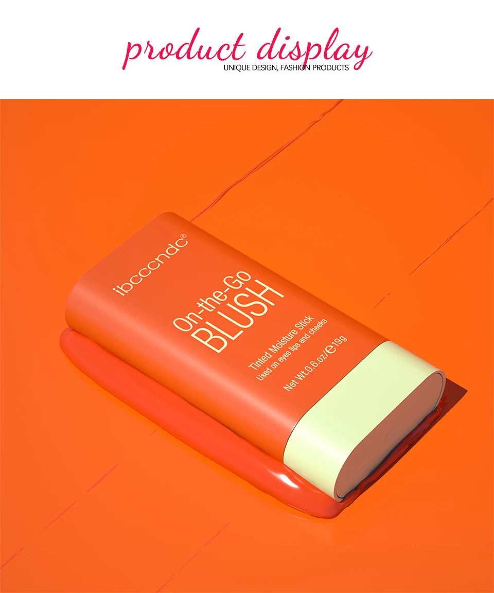 High Color Rotating Blush Cream Tinted Moisture Stick Naturally Long-lasting Moisturizing Waterproof Non-Removing Orange Blush