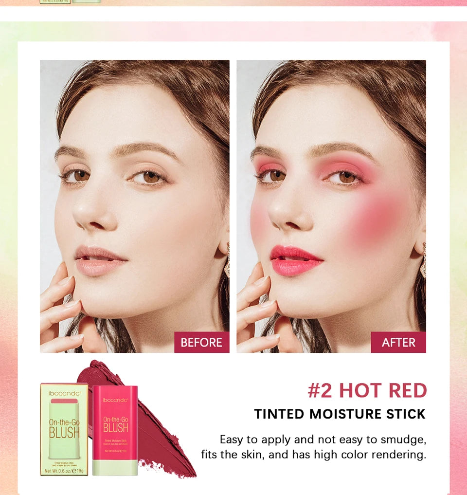 High Color Rotating Blush Cream Tinted Moisture Stick Naturally Long-lasting Moisturizing Waterproof Non-Removing Orange Blush