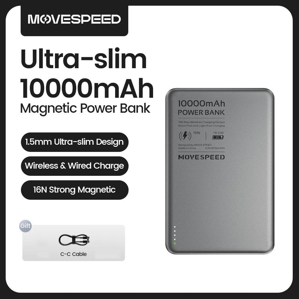 MOVESPEED S10 10,000mAh Magnetic Power Bank – Wireless & Portable