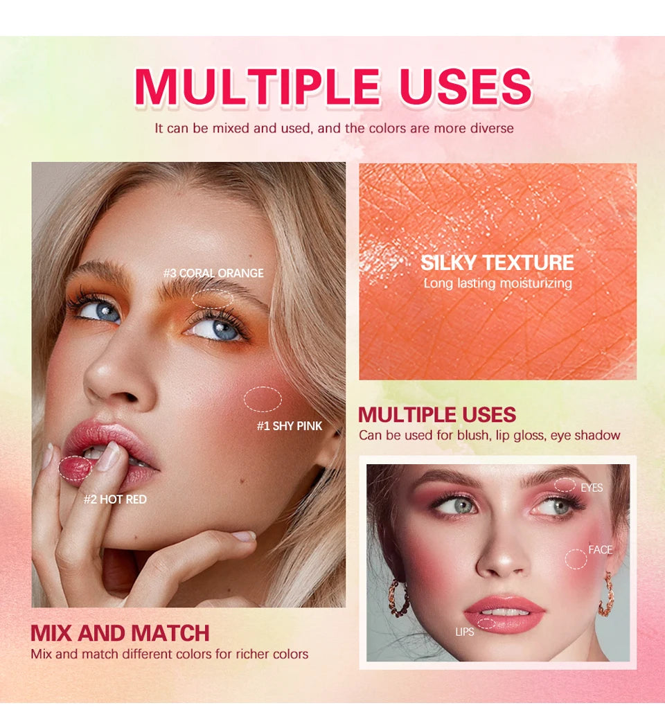 High Color Rotating Blush Cream Tinted Moisture Stick Naturally Long-lasting Moisturizing Waterproof Non-Removing Orange Blush