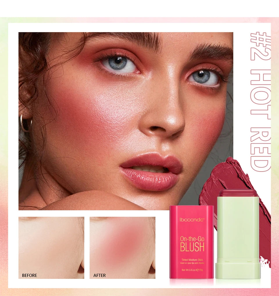 High Color Rotating Blush Cream Tinted Moisture Stick Naturally Long-lasting Moisturizing Waterproof Non-Removing Orange Blush
