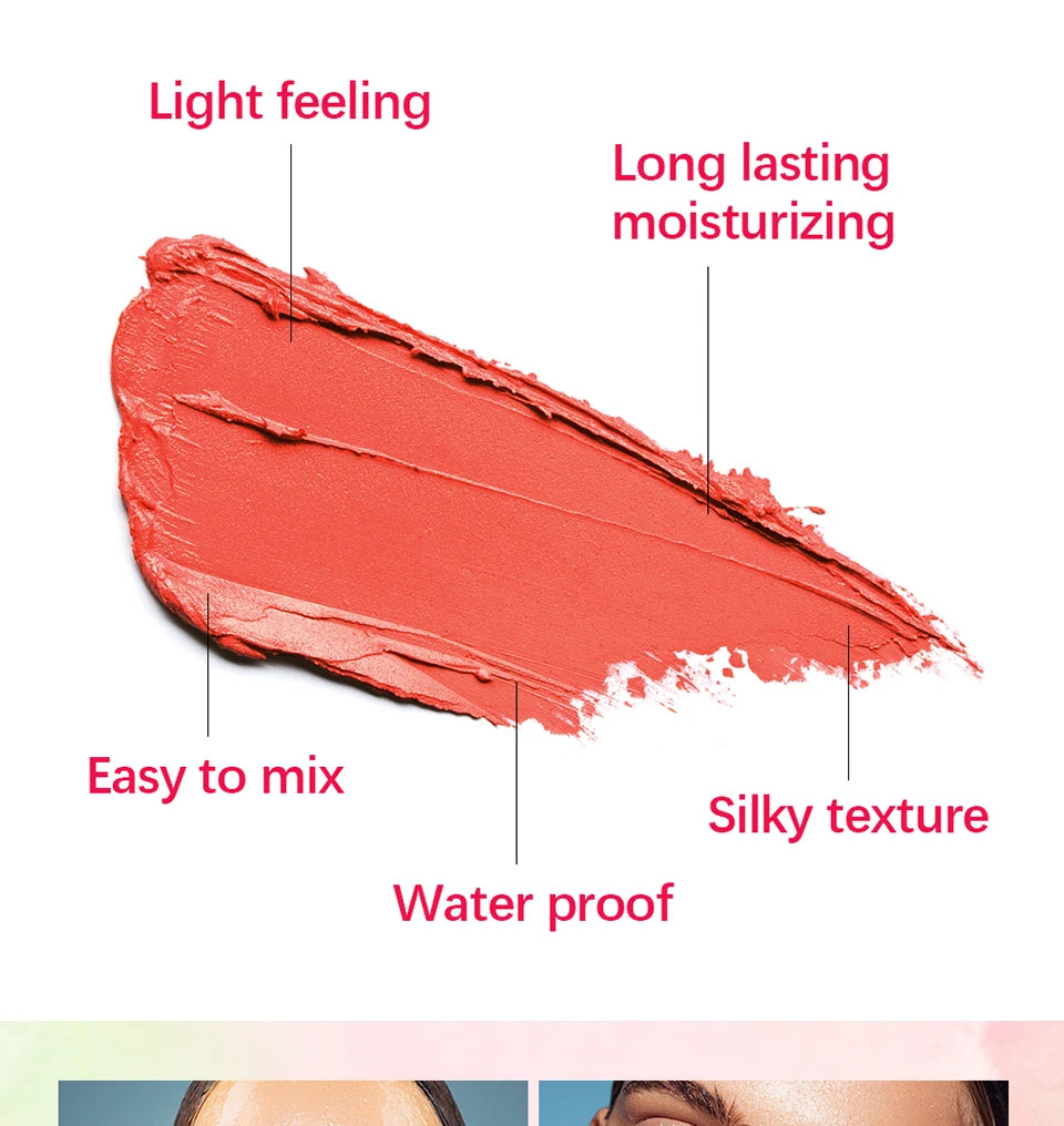High Color Rotating Blush Cream Tinted Moisture Stick Naturally Long-lasting Moisturizing Waterproof Non-Removing Orange Blush
