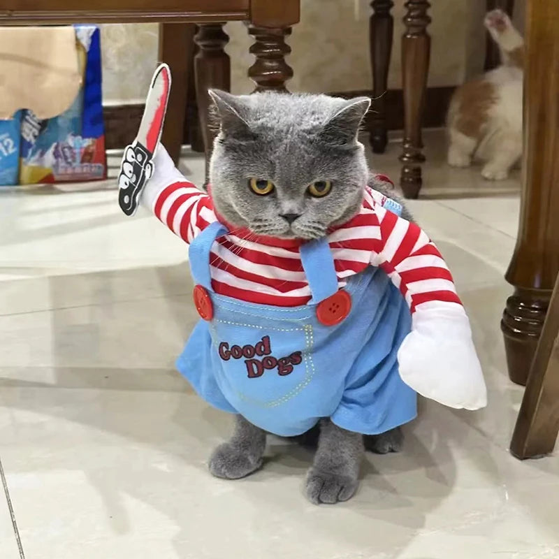 Funny Cat Halloween Cosplay Outfit – Warm Costume for Cats & Small Dogs