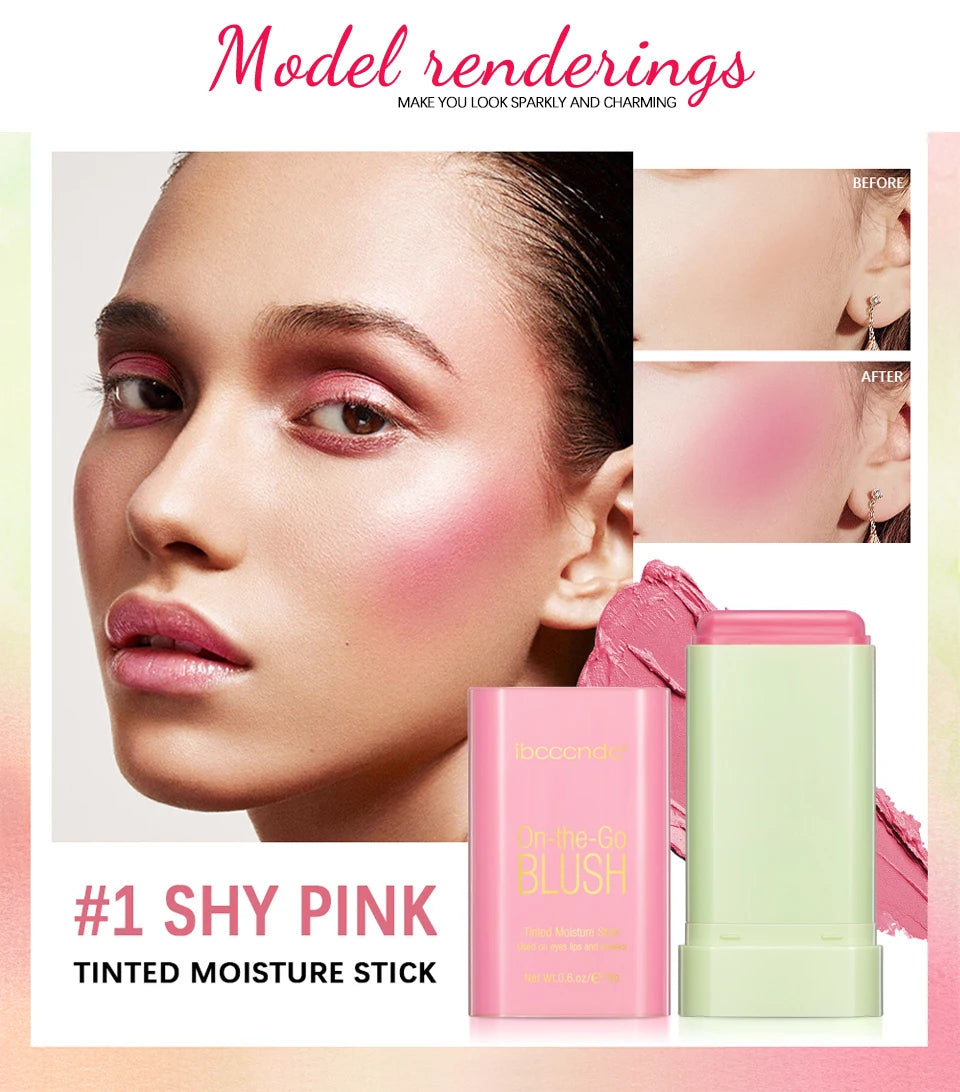 High Color Rotating Blush Cream Tinted Moisture Stick Naturally Long-lasting Moisturizing Waterproof Non-Removing Orange Blush