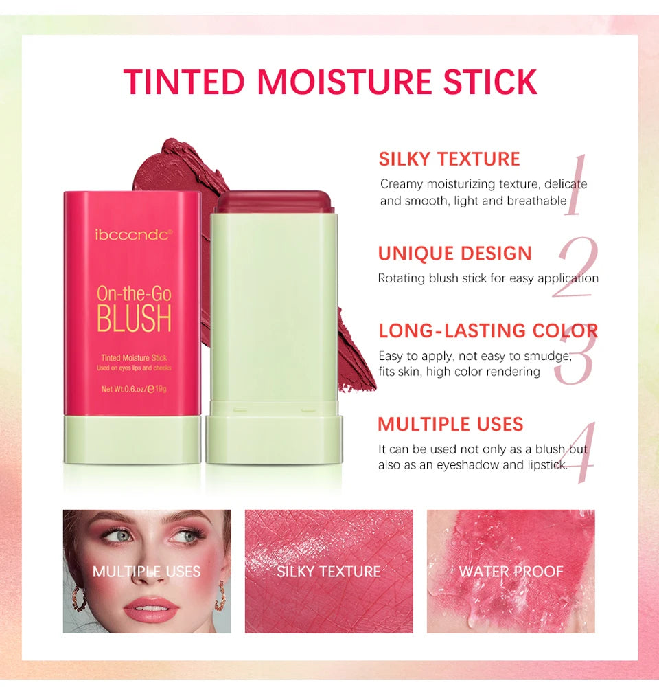 High Color Rotating Blush Cream Tinted Moisture Stick Naturally Long-lasting Moisturizing Waterproof Non-Removing Orange Blush