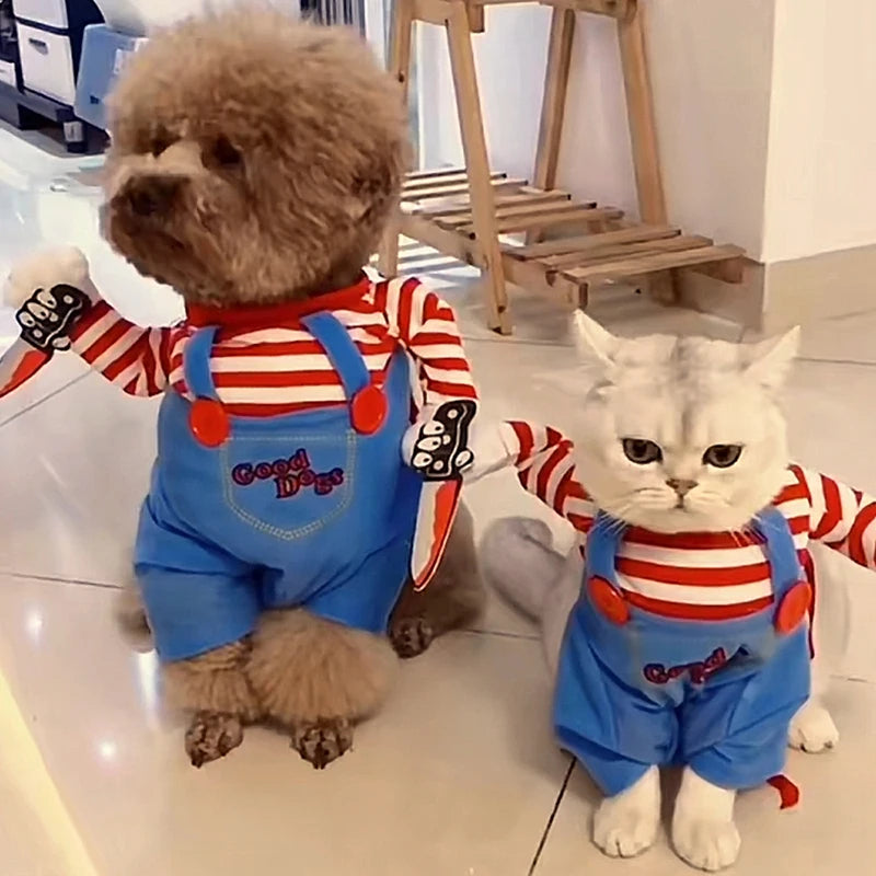 Funny Cat Halloween Cosplay Outfit – Warm Costume for Cats & Small Dogs