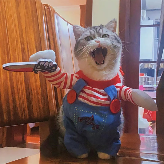 Funny Cat Halloween Cosplay Outfit – Warm Costume for Cats & Small Dogs