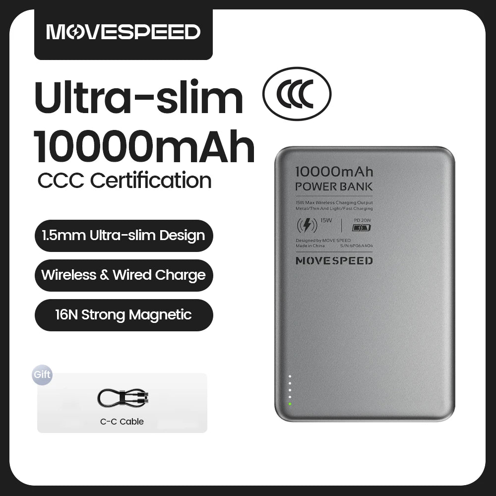 MOVESPEED S10 10,000mAh Magnetic Power Bank – Wireless & Portable