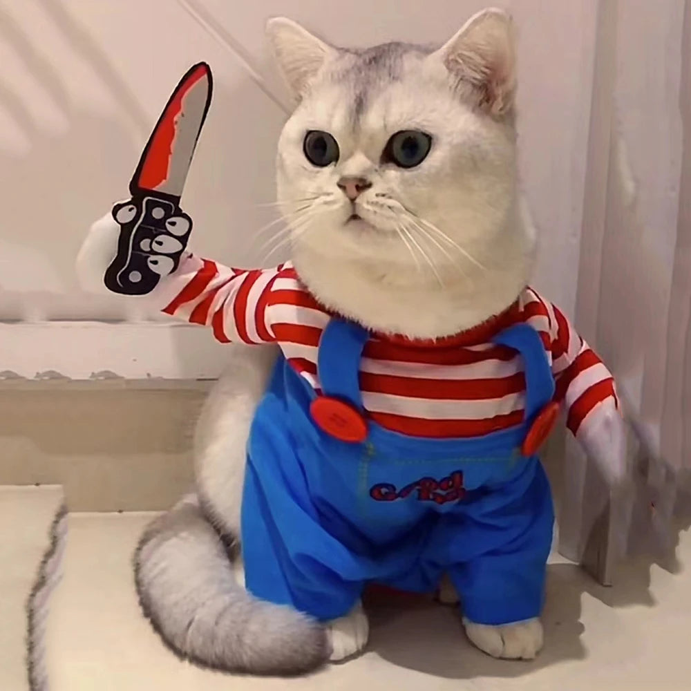 Funny Cat Halloween Cosplay Outfit – Warm Costume for Cats & Small Dogs