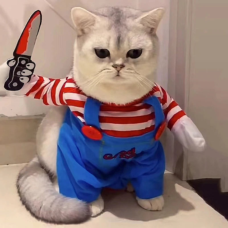 Funny Cat Halloween Cosplay Outfit – Warm Costume for Cats & Small Dogs